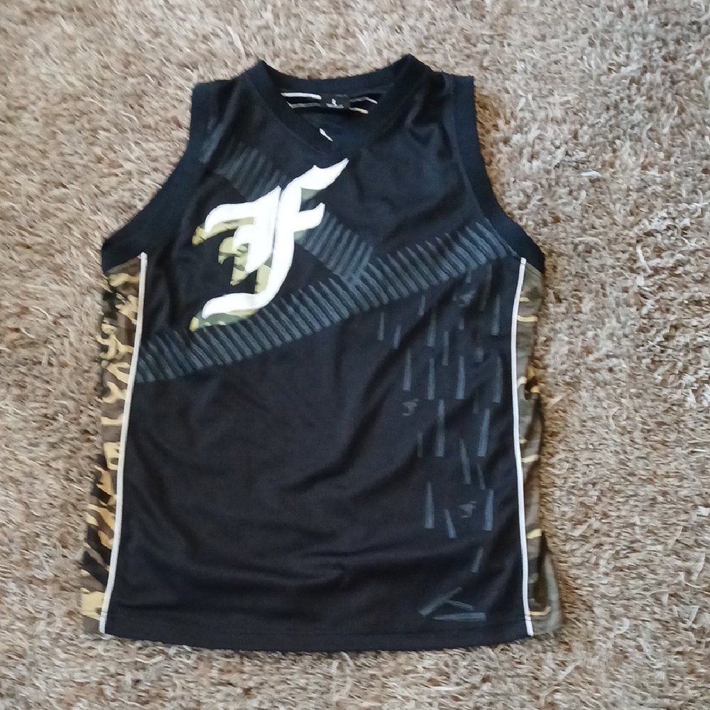 Men's Black and Gold Sleeveless Top